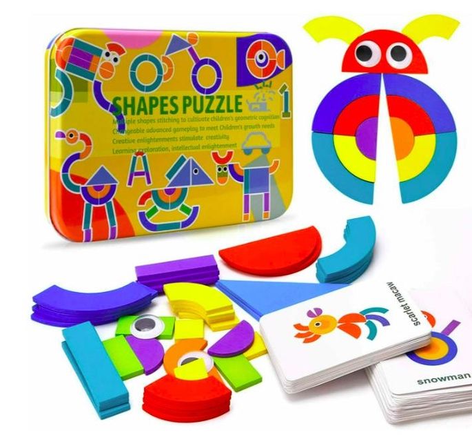 Дерев'яна мозаїка для дітей Монтессорі - танграм Shapes Puzzle