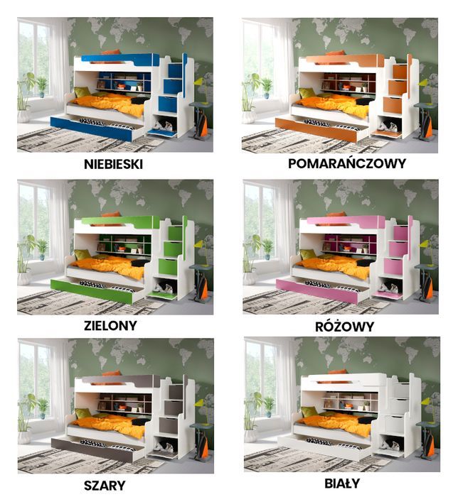 Łóżko piętrowe HARRY MEBLOBED 90x200+120x200