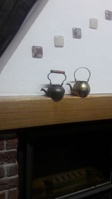 Stary czajnik mosiężny ,czajniczek mosiądz 2 szt,imbryk-metaloplastyka