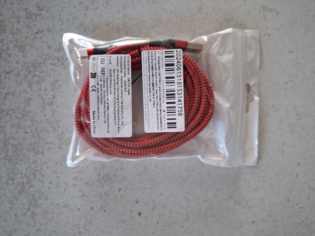 Kabel pleciony 3 metry USB - USB C  do ładowania telefonu