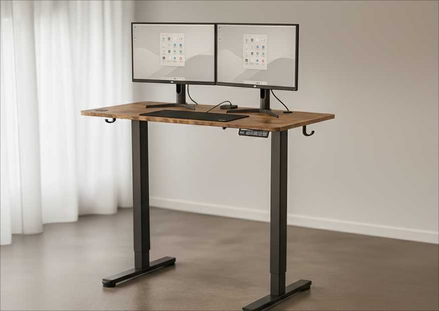 NOWE Biurko Elektryczne Regulowane 120x60 Gamingowe Podnoszone FAKTURA