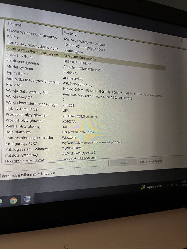 Laptop asus biurowy