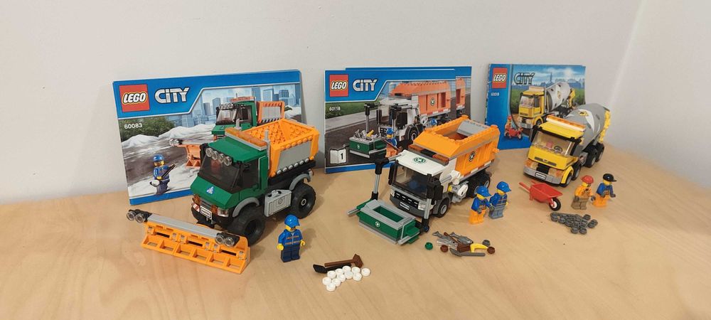 LEGO City 60018 Betoniarka, 60118 Śmieciarka, 60083 Pług śnieżny