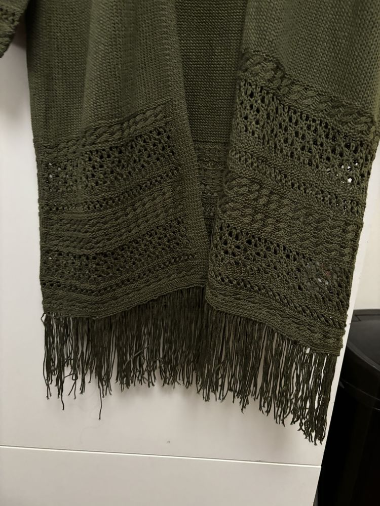 R S/M kardigan reserved zielony khaki boho hippie