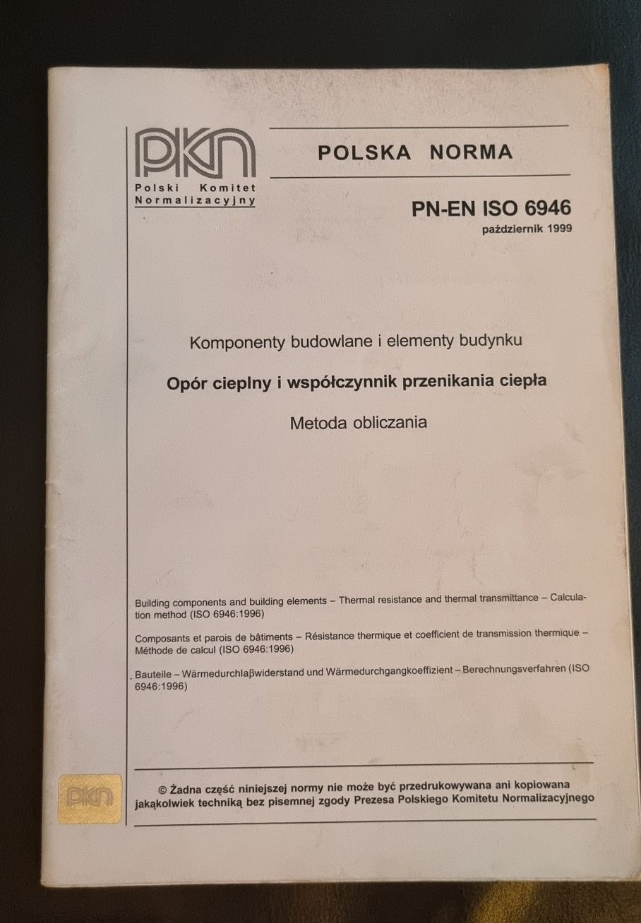 Polska Norma PN-EN ISO 6946 październik 1999