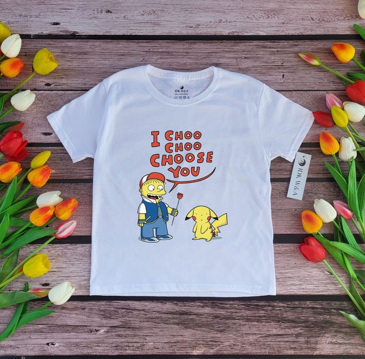 Bluzka pokemon pikachu rozmiar 104-164cm biala lub czarna