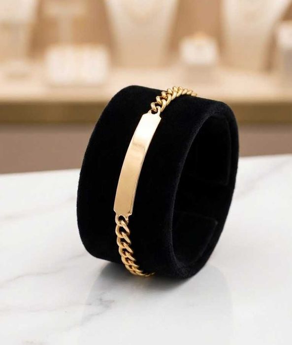 Pulseira de ouro 19.2k com chapa sem gravação