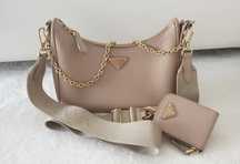 Prada Re-Edition 2005 Saffiano Leather Bag Cameo Beige