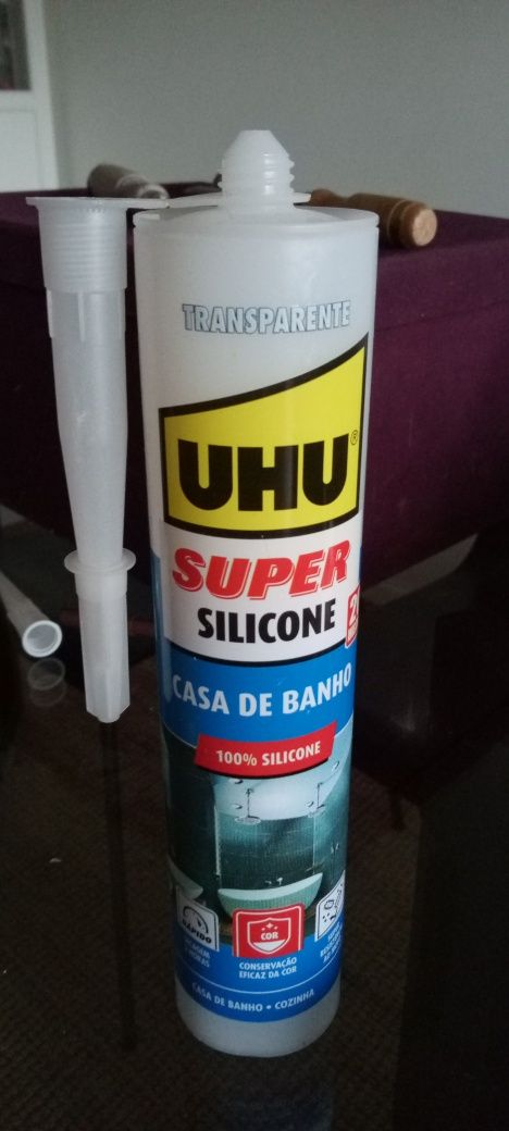 Super silicone vedante UHU casa de banho transparente