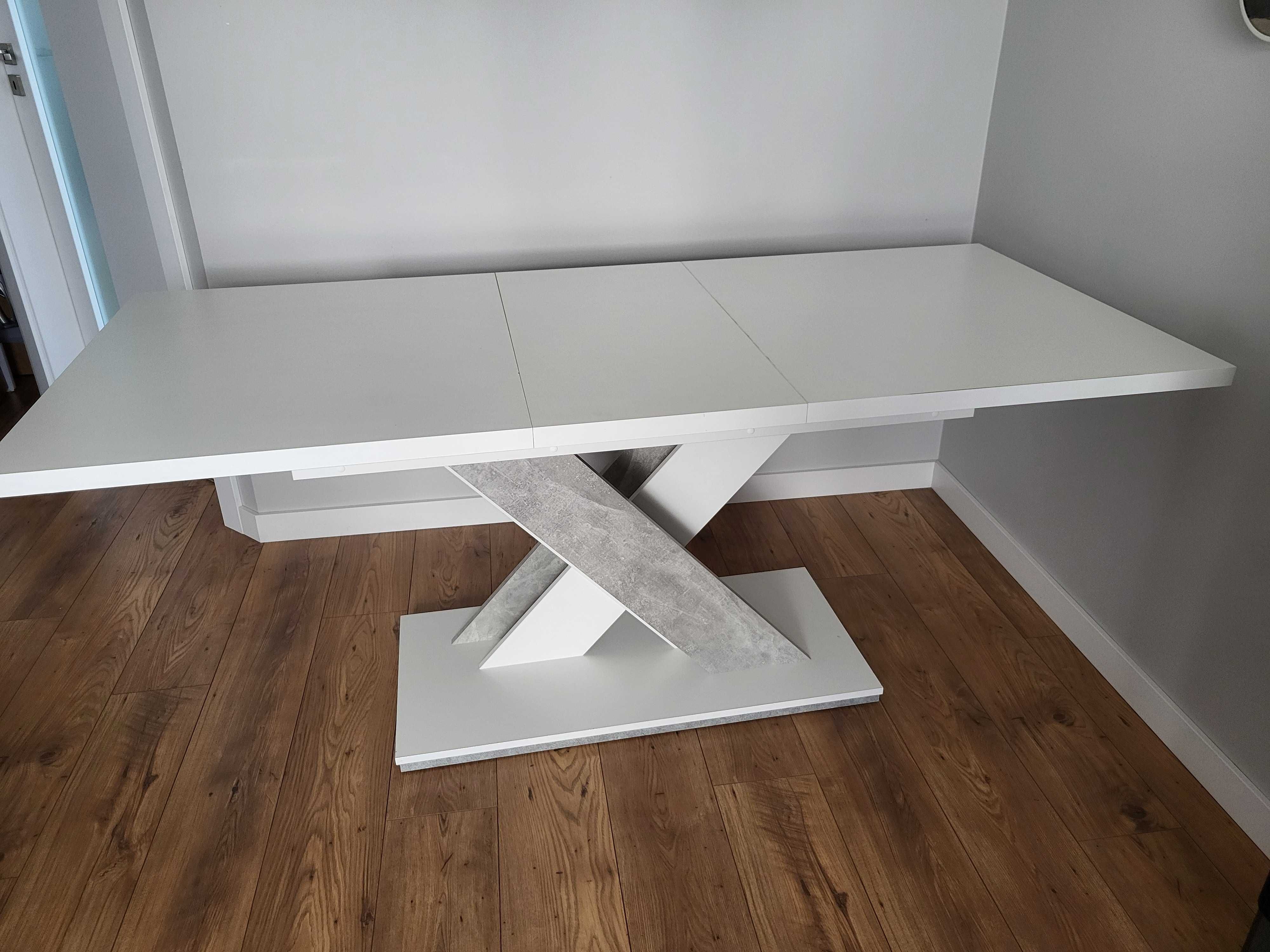 Stół rozkładany BRONX 80x140 / 180cm biały beton, nowoczesny