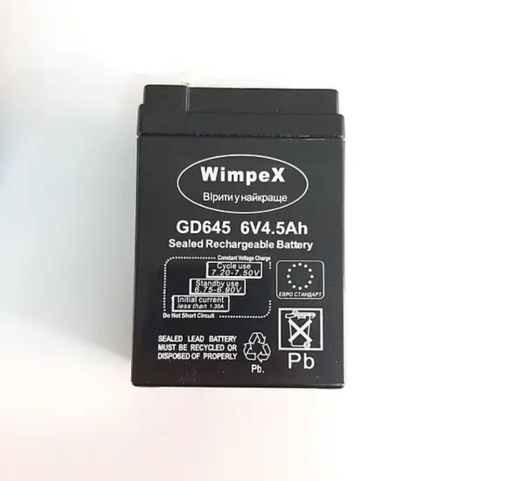 Акумулятор аккумулятор 6V 4Ah 4.5Ah GDLite Варта для ваг ліхтарів