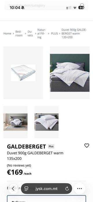 Nowa kołdra puchowa JYSK GALDEBERGET 135×200