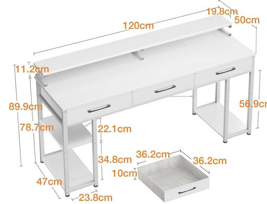 Mesa secretária com três gavetas e suporte ajustável   120 x 50   NOVO