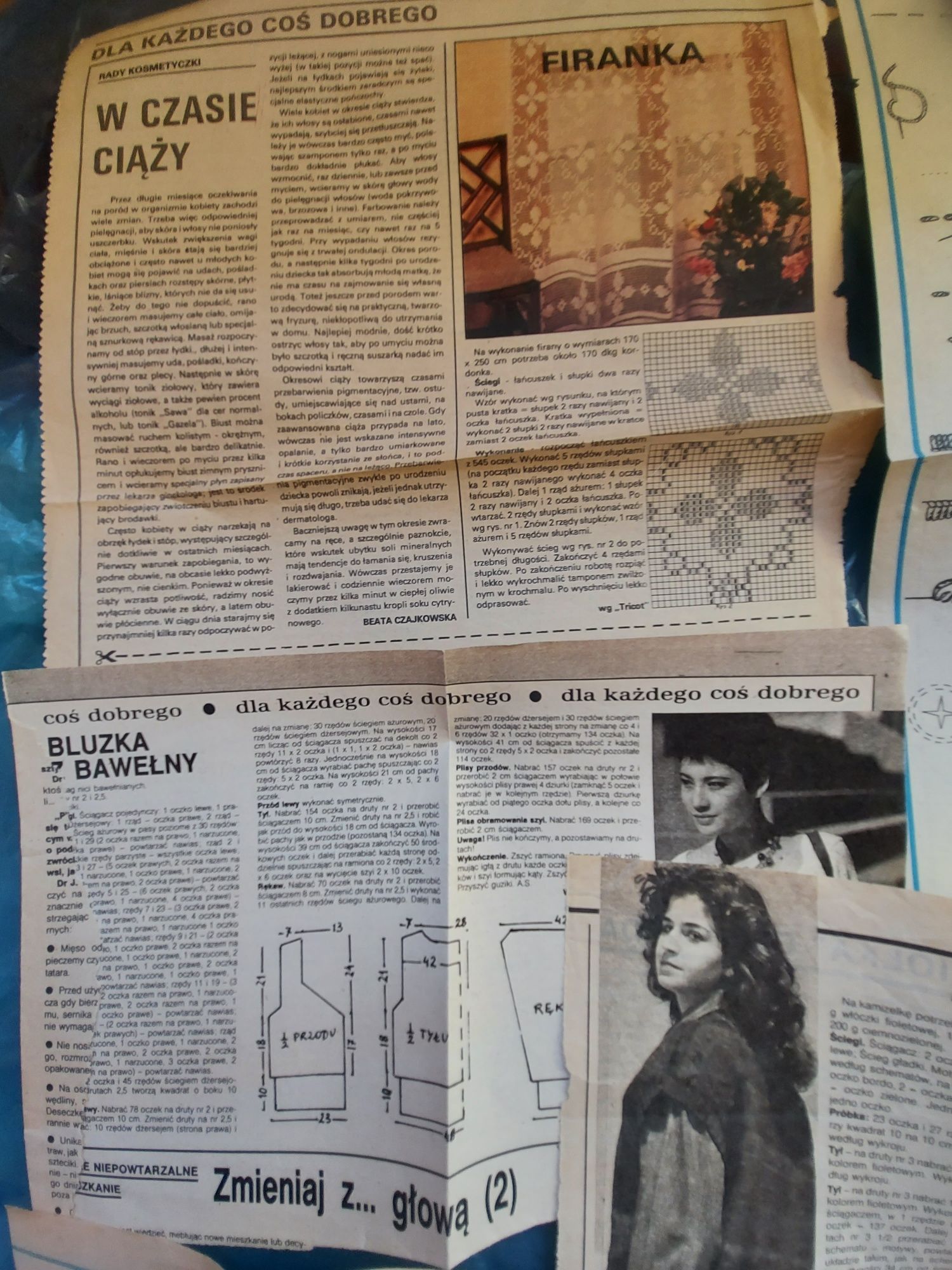 Wycinki z starych gazet wykroje hafty 13sztuk 1979r/86/88r