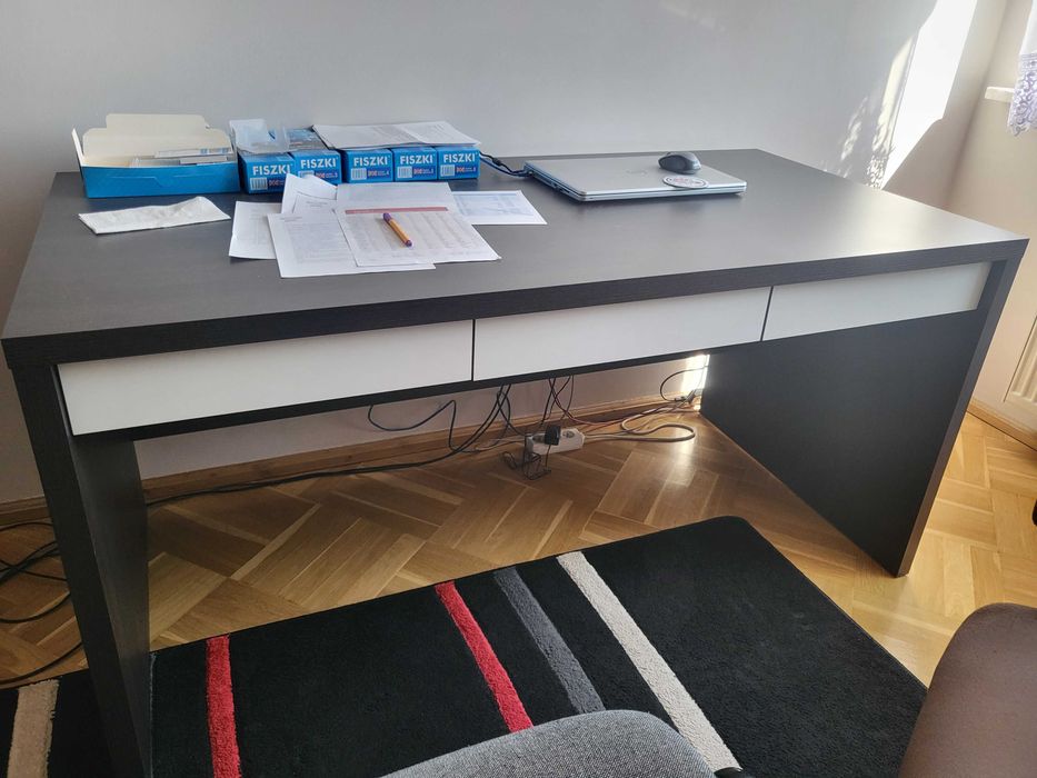 Biurko duże 78x160 / 3 szuflady wenge + biały