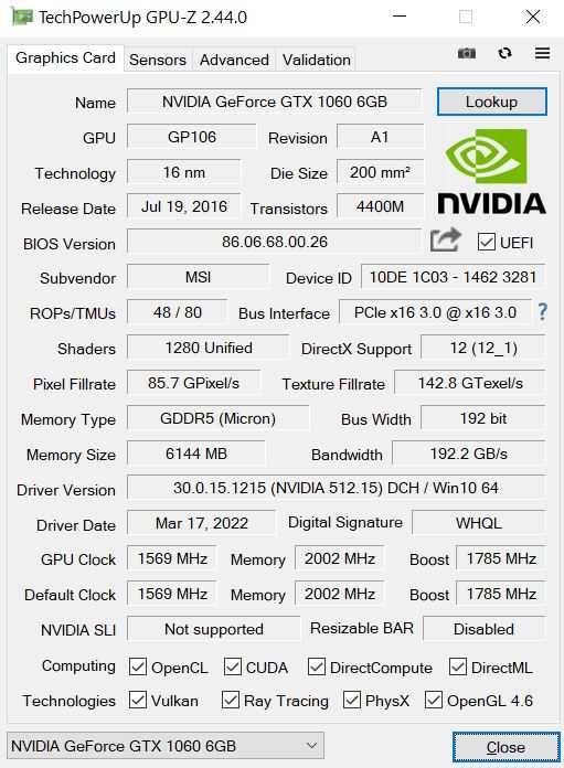 Karta graficzna MSI GTX1060 6Gb Armor GDDR5