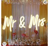 Neonowy nspis  led mr & mrs, ciepłe światło