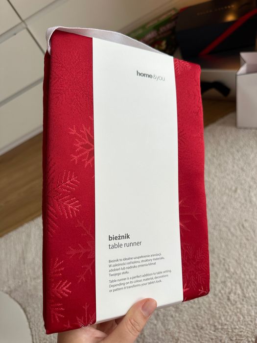 Bieżnik świąteczny nowy homla czerwony złota nitka 35 x 180