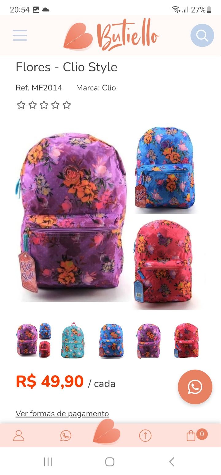 Mochila flores clio style