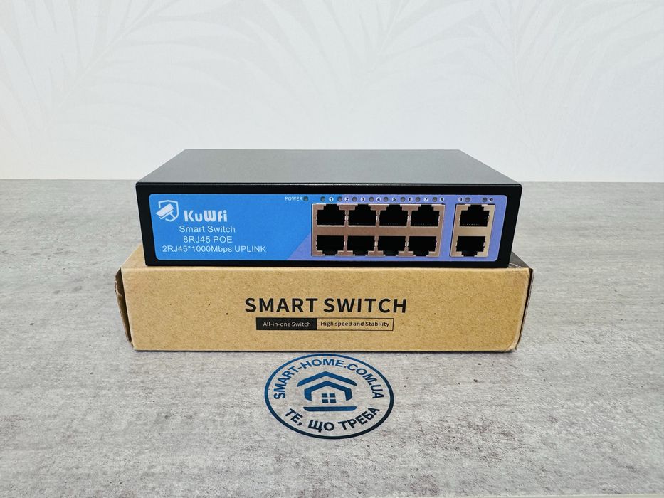 ХІТ 10 портов Гигабитный PoE свич свитч для питания IP видеонаблюдения