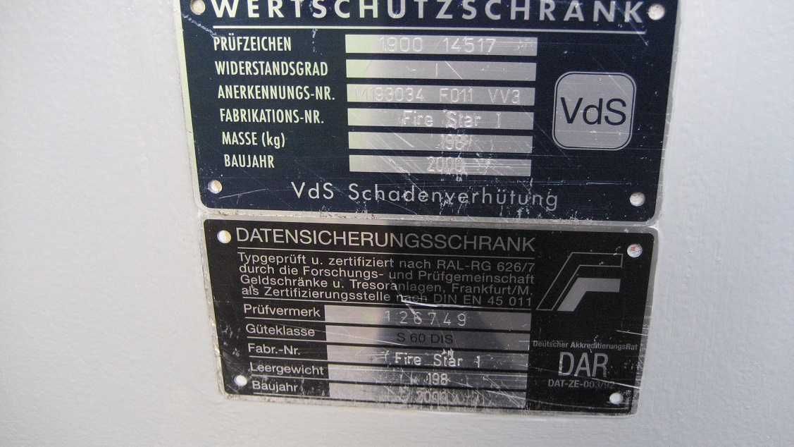 sejf  fire star s 60dis vds 198 kg