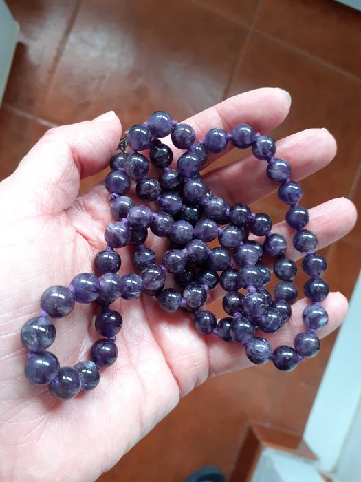 Colar pedra ametista comprido