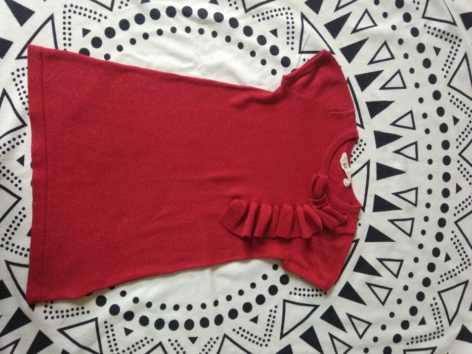 Czerwona sukienka błyszcząca 110/116 H&M Boże Narodzenie Mikołajki