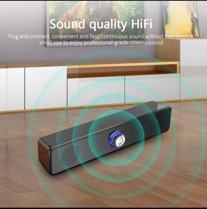 Mini Soundbar, Coluna Bluetooth e aux 3.5mm (Novo)