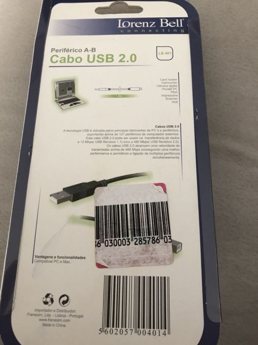 Cabo USB 2.0 Tipo AB Lorenz Bell