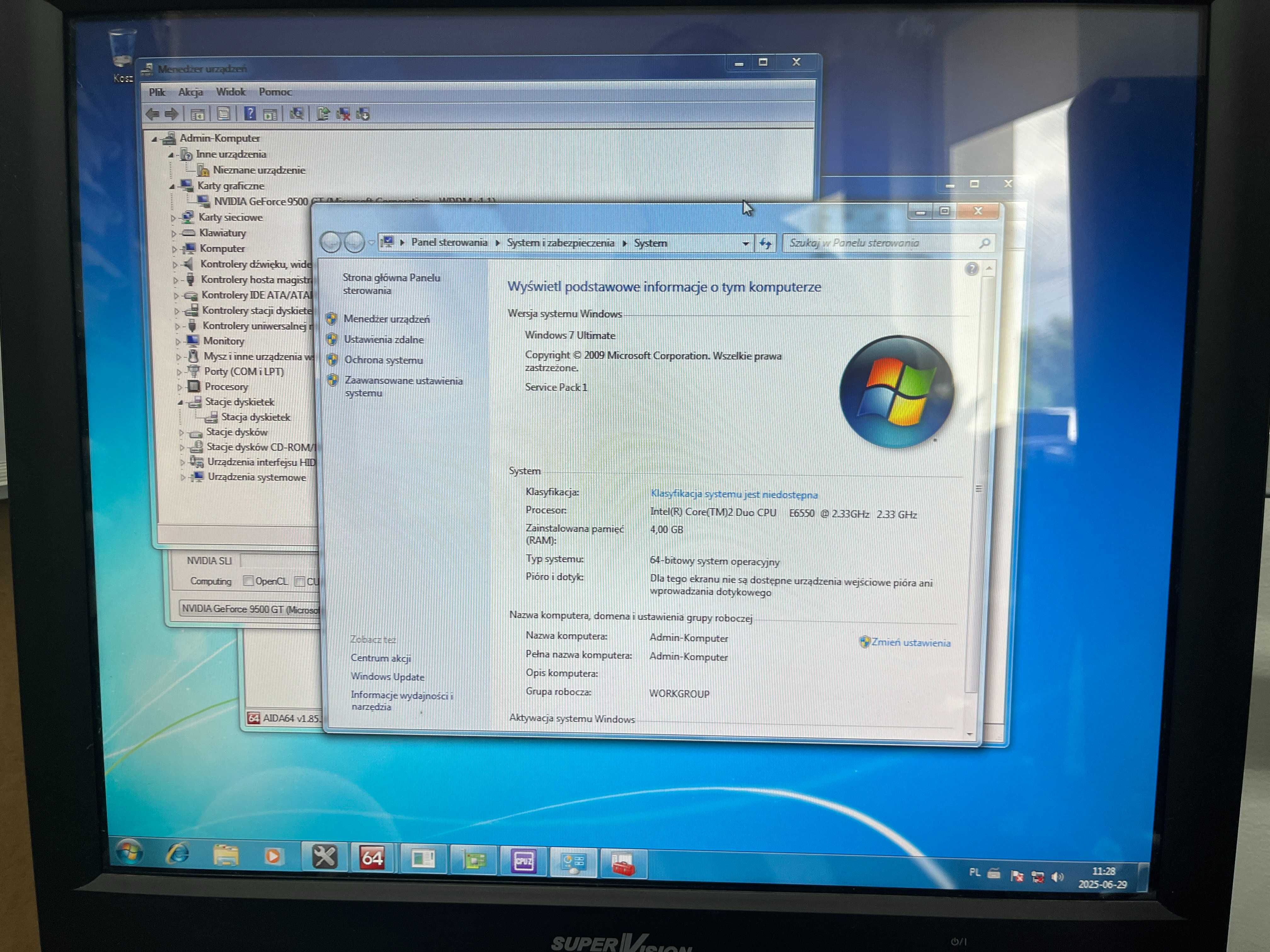 Komputer Retro Core2Duo GF9500 4GB RAM Windows XP & 7 HDD 320GB