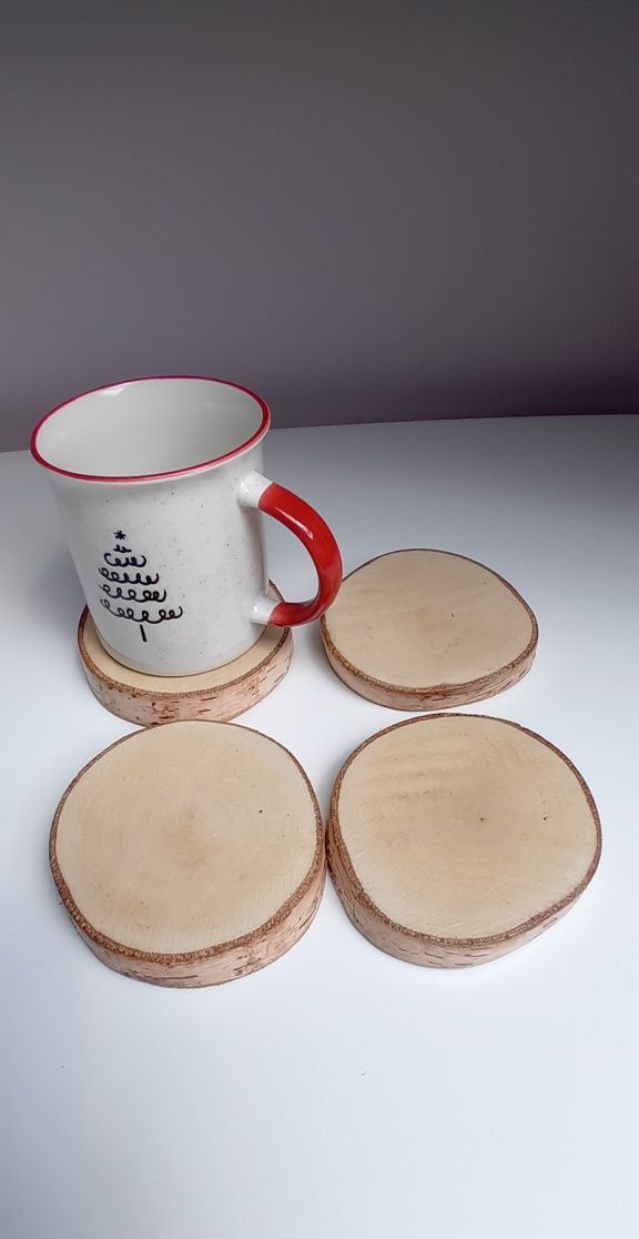 Podstawek pod kubek plaster drewna 4 szt
