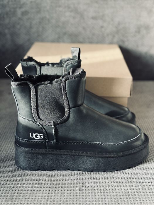 Ugg chelsea leather black кожаные черные угг челси