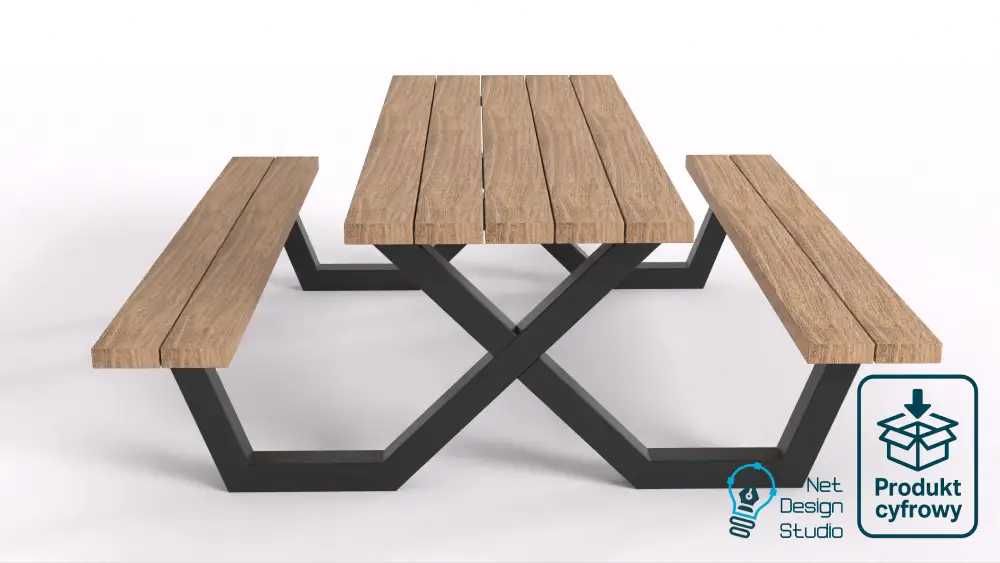 Nowoczesny stół ogrodowy w stylu LOFT,  Pliki DXF + PDF