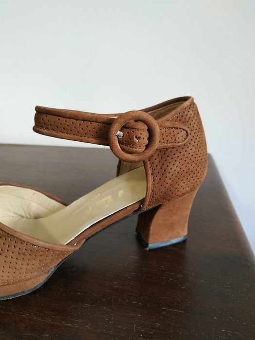 Sapatos tacão camurça VINTAGE
