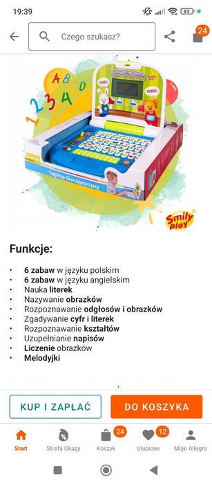Laptop edukacyjny interaktywny Smily Play polsko-angielski dla dzieci