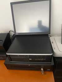 Computador com Windows, impressora de talões e caixa de dinheiro