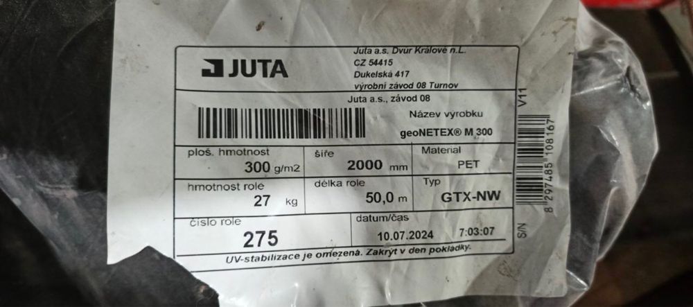 Геотекстиль 300 г/м2 (Juta) 150 рулонів!!!тільки нал