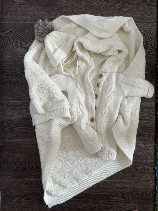 Комплект на виписку осінь/зима комбінезон одіяло в’язане