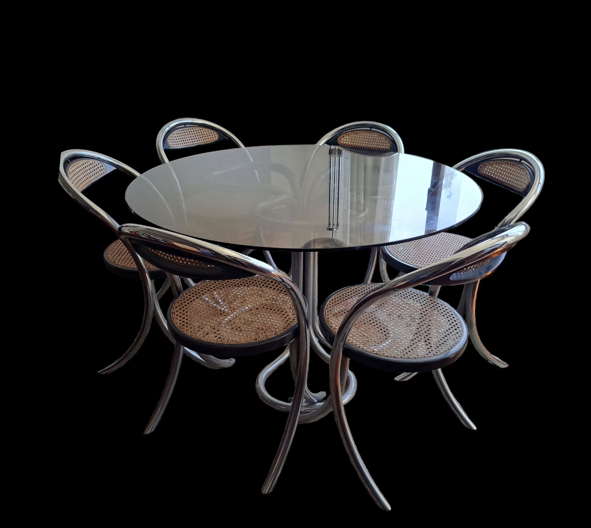 Conjunto mesa e 6 cadeiras no estilo Giotto Stolon, 1970