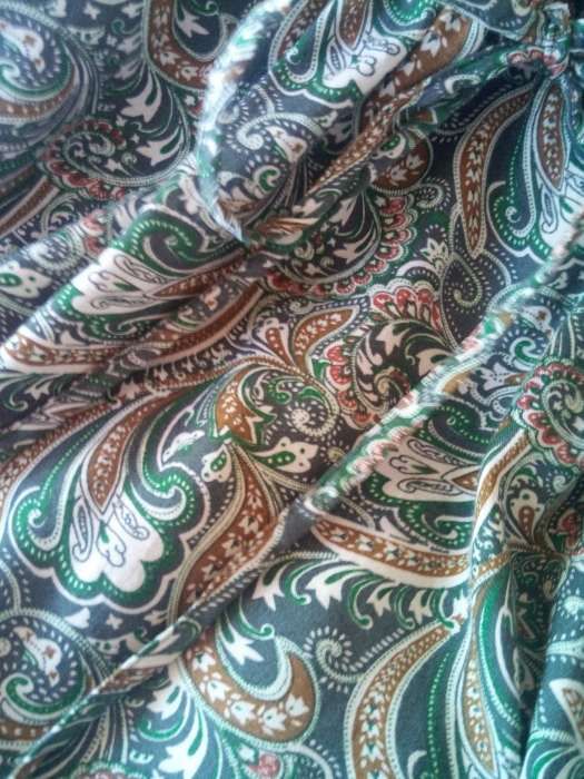 Vestido algodão tons verde e bege