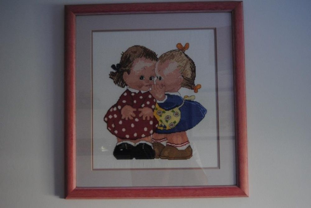 Quadro em ponto cruz Meninas a sussurrar