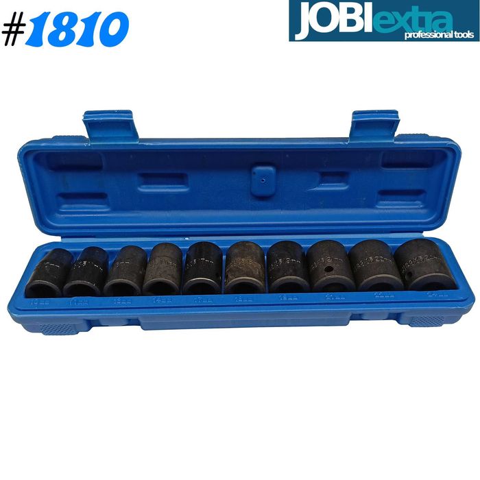 Nasadki udarowe 6-kątne krótkie 1/2" 10-24mm 10-el. JOBIextra X2017