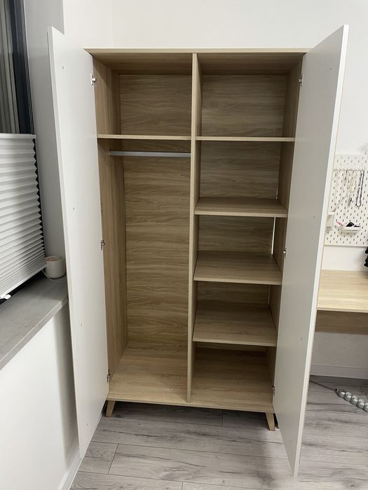 Szafa + biurko w stylu skandynawskim biel/dąb sonoma