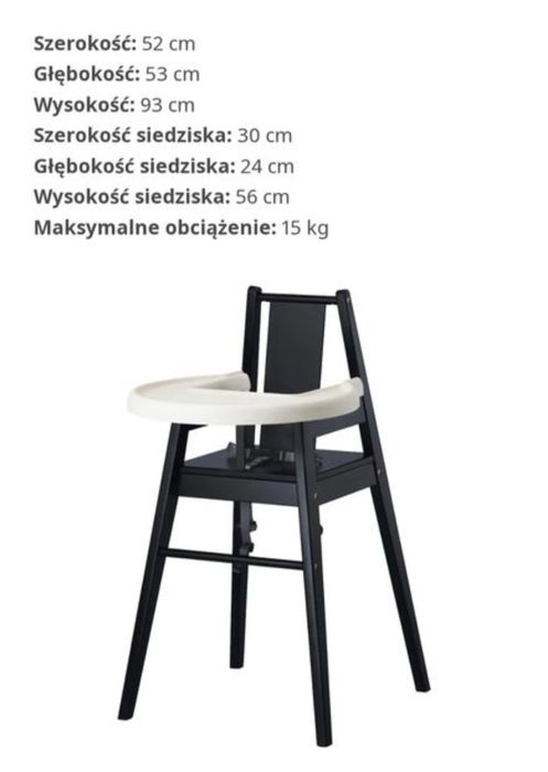 Krzesełko do karmienia drewniane Ikea
