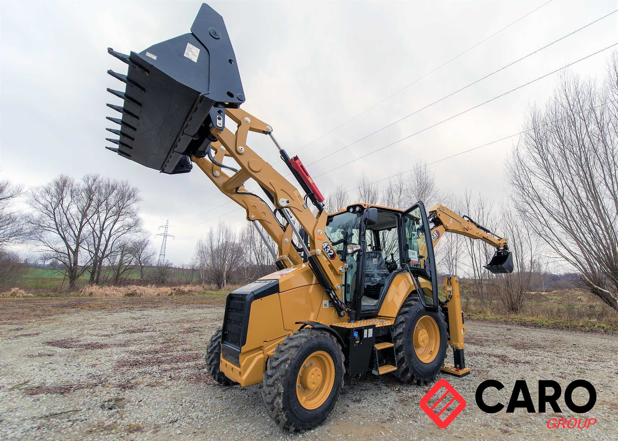 Usługi koparko-ładowarką wynajem CAT 432 transport wywrotką 20 ton