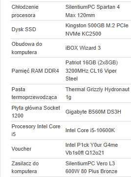 Komputer stacjonarny (i5 10600K + RTX 3050).