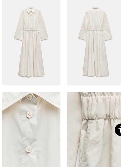 Zara sukienka kremowa koszulowa Zara XL
