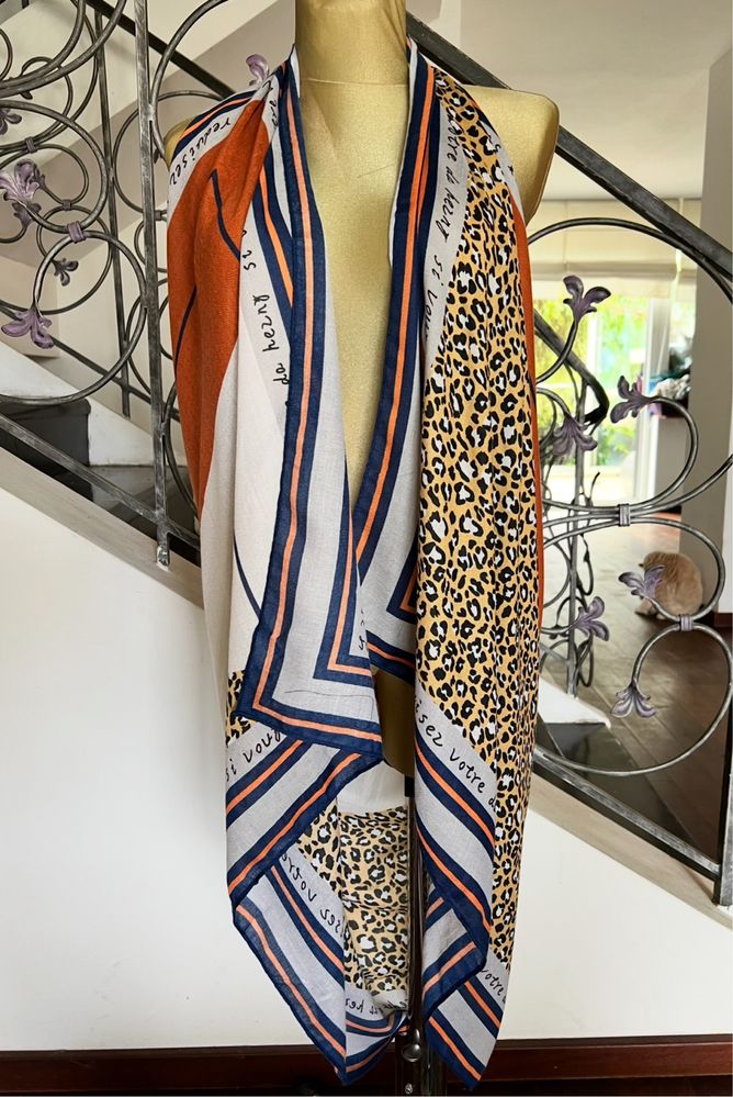 Chusta lniana szal pareo sarong z lnu len 180 cm x 90 cm plaża lato