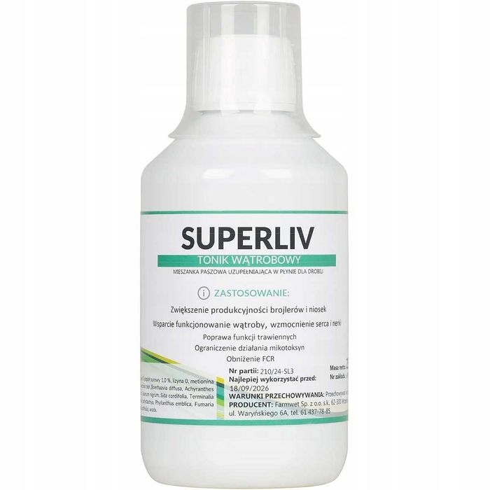 Farmwet SUPERLIV na wątrobę dla drobiu kur niosek kaczek gołębi 250 ml