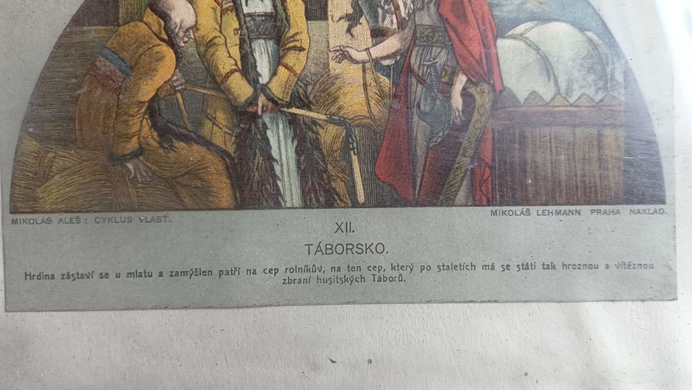 Stary obrazek w ramce drewnianej+ szkło